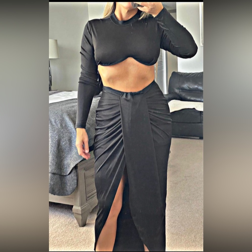 Shein black skirt and top set